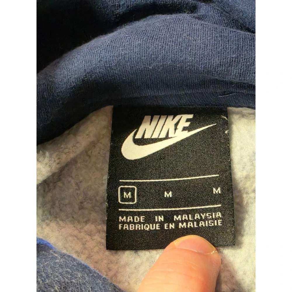 Nike Sportswear All Over Print Graffiti Logo Hoodie Navy Blue Neon Yellow Mens M